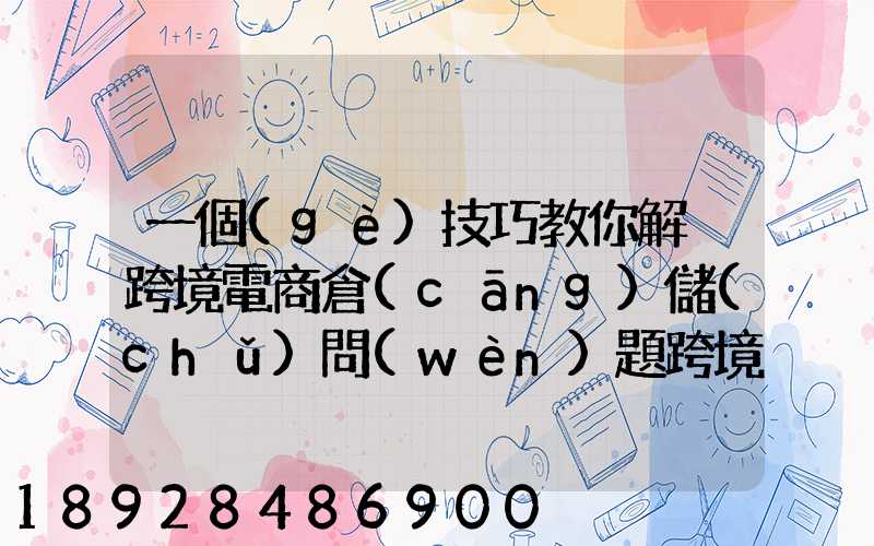 一個(gè)技巧教你解決跨境電商倉(cāng)儲(chǔ)問(wèn)題跨境電商倉(cāng)儲(chǔ)物流問(wèn)題