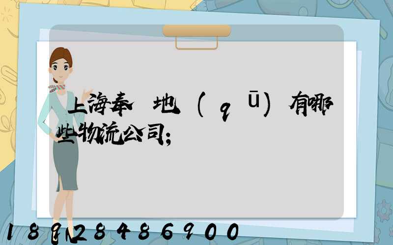 上海奉賢地區(qū)有哪些物流公司