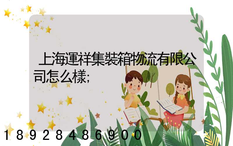 上海運祥集裝箱物流有限公司怎么樣