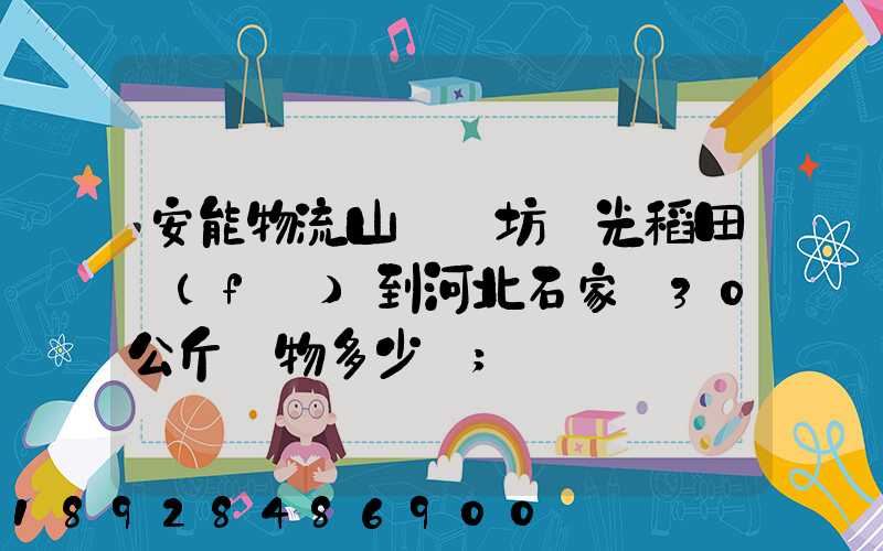 安能物流山東濰坊壽光稻田發(fā)到河北石家莊30公斤貨物多少錢