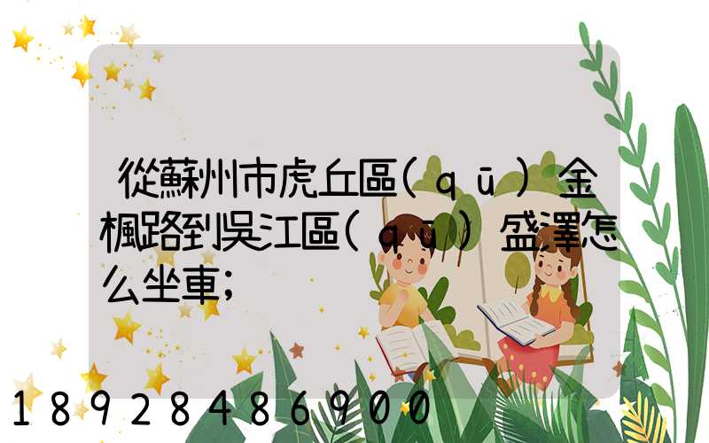 從蘇州市虎丘區(qū)金楓路到吳江區(qū)盛澤怎么坐車
