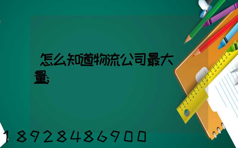 怎么知道物流公司最大貨運量