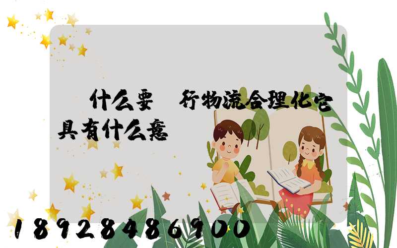 為什么要進行物流合理化它具有什么意義