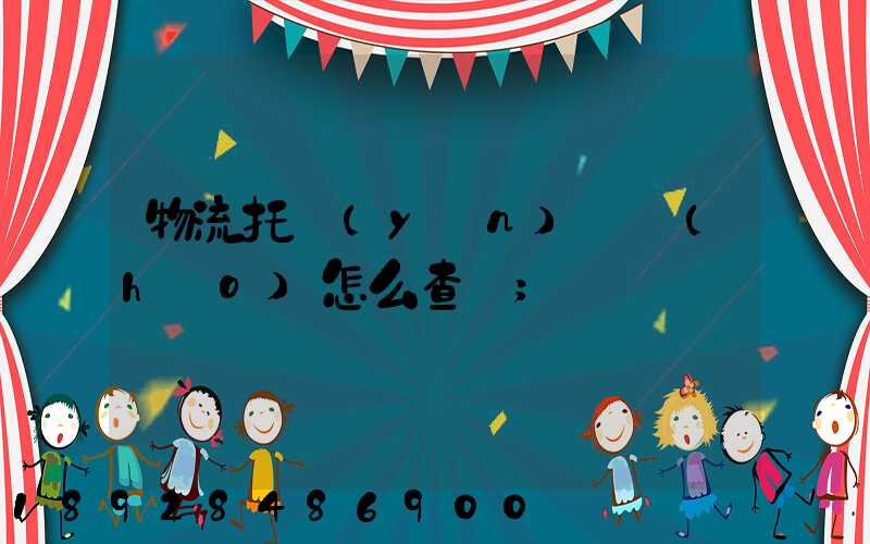 物流托運(yùn)單號(hào)怎么查詢